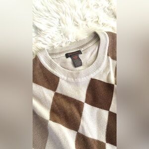 mens cotton and cashmere argyle sweater beige and brown colors